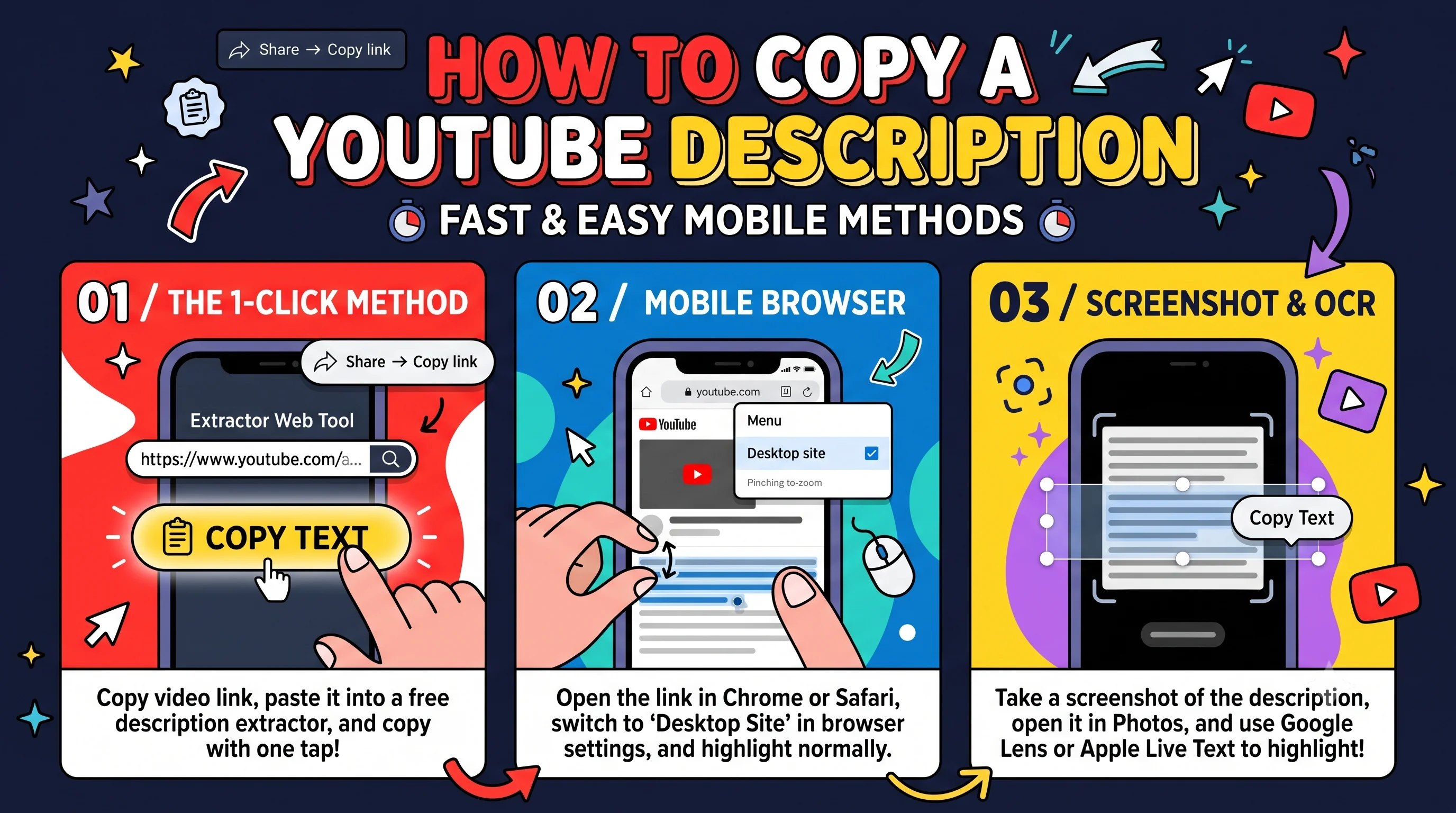 How to copy YouTube video descriptions on mobile and desktop