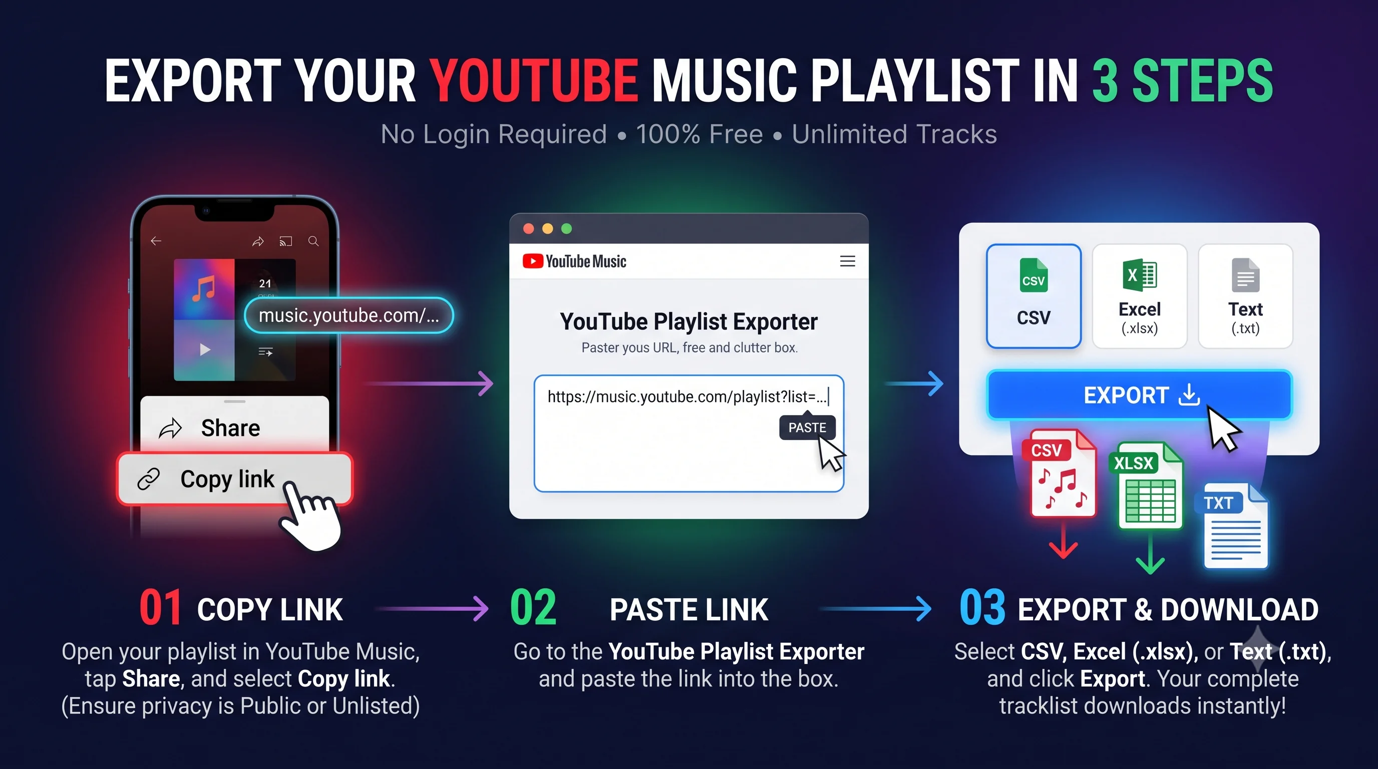 How to export YouTube Music playlists to CSV, Excel, or Text